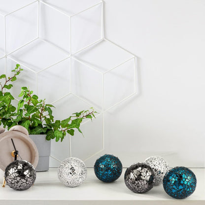 Cunhill 6 Pieces Decorative Balls for Bowls 6.5 cm / 2.5 Inch Orbs Glass Balls for Centerpiece Bowls Mosaic Sphere for Home Decoration Dining Table Christmas Party (White,Red,Reddish Black)
