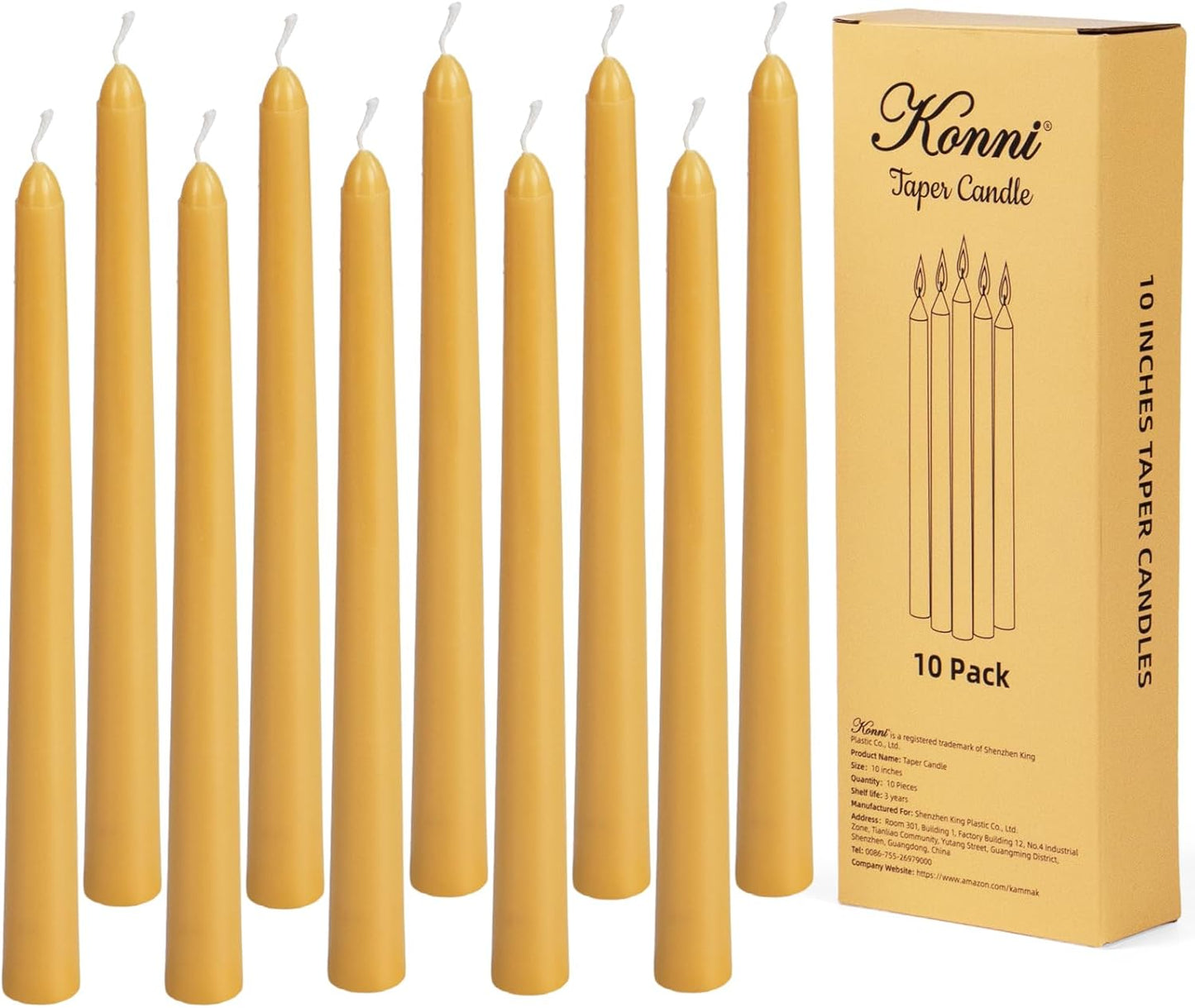 KONNI 0.87×10 Inch Ivory Taper Candles, Unscented and Smokeless Tall Candlesticks, 10 Pack Tapered Candles with Cotton Wicks, Long Burning, Ideal for Weddings, Dinner Parties, and Home Décor