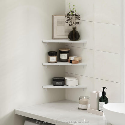 Furinno Rossi 5-Tier Wall Mount Floating Radial Corner Shelf, White