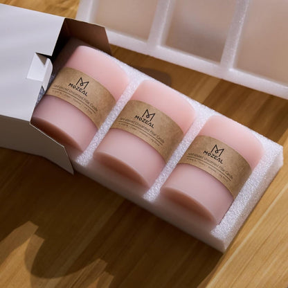 MOZEAL 3" x 4" Hand-Poured Unscented Candle,Dripless Pillar Candle Set of 3,Long Clean Burning,Approx 72 Hours Burn Time,Rustic Country Style,Wedding,Dinner,Christmas and Home Decor,White