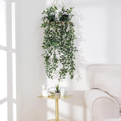 BLEUM CADE Fake Hanging Plants, 2pcs Artificial Pothos Vines Greenery for Wall Home Living Room Office Indoor Outdoor Decor (No Baskets)