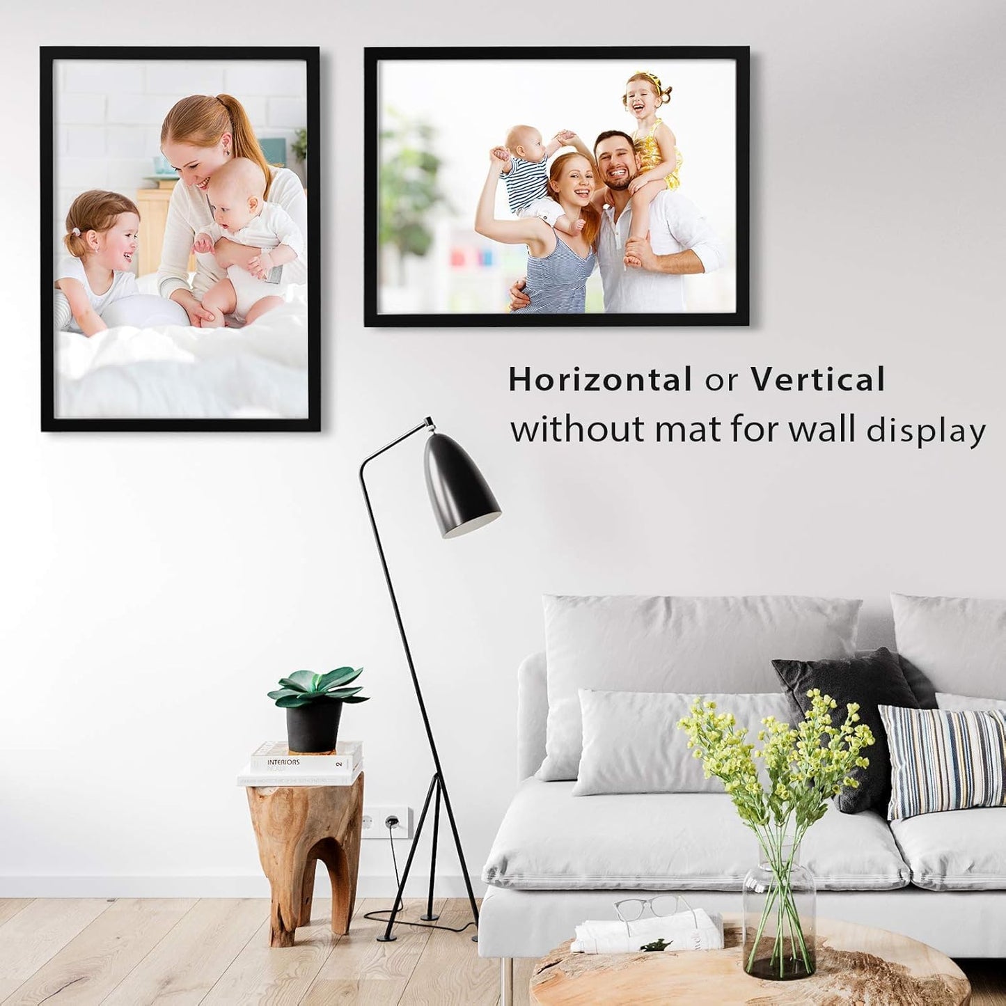 Egofine 12x16 Picture Frame Black, Covered by Plexiglass Made of Solid Wood, Display Pictures 9x12 and 11x14 with Mat or 12x16 Without Mat, for Wall Mounting Photo Frame - Colors B