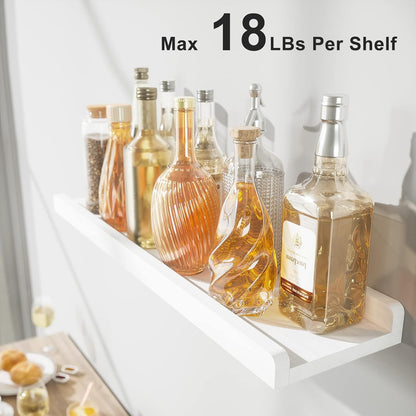 Love-KANKEI Floating Shelves Wall Mounted Set of 2, 17 Inch Rustic Wood Wall Shelves for Storage, Bedroom Living Room Bathroom Kitchen Office and More White