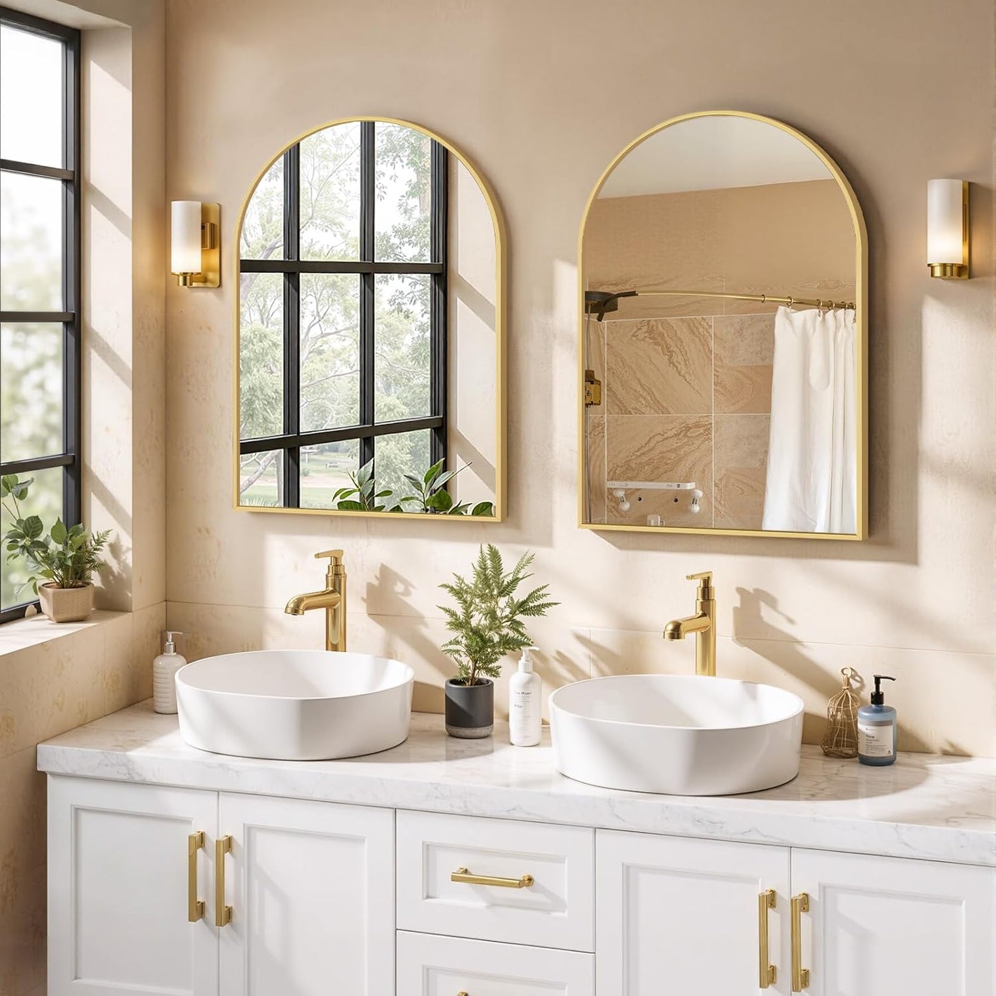 Round Wall Mirror 30 Inch Gold Vanity Mirror with Metal Frame, Modern Circle for Bathroom, Entryway, Bedroom, Living Room, Wall Mounted Decorative Mirrors