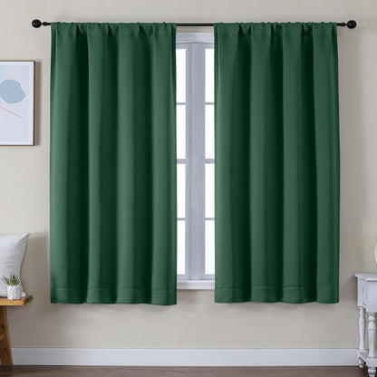 Simplebrand Ava Sage Green Blackout Curtains for Bedroom 63 Inch Length 2 Panels Set, Solid Thermal Insulated Energy Saving Rod Pocket Window Treatment Curtains Blackout Drapes, W40 x L63 Inch, Sage - Colors B
