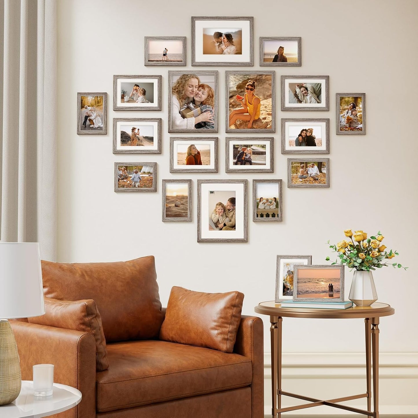 Vittanly 20 Pack Picture Frames Collage Wall Decor, Multi Sizes Including 4pcs 8x10, 8pcs 5x7 and 8pcs 4x6 Photo Frames, Gallery Frame Set for Wall or Tabletop Display, Black, Brown and Dark Grey