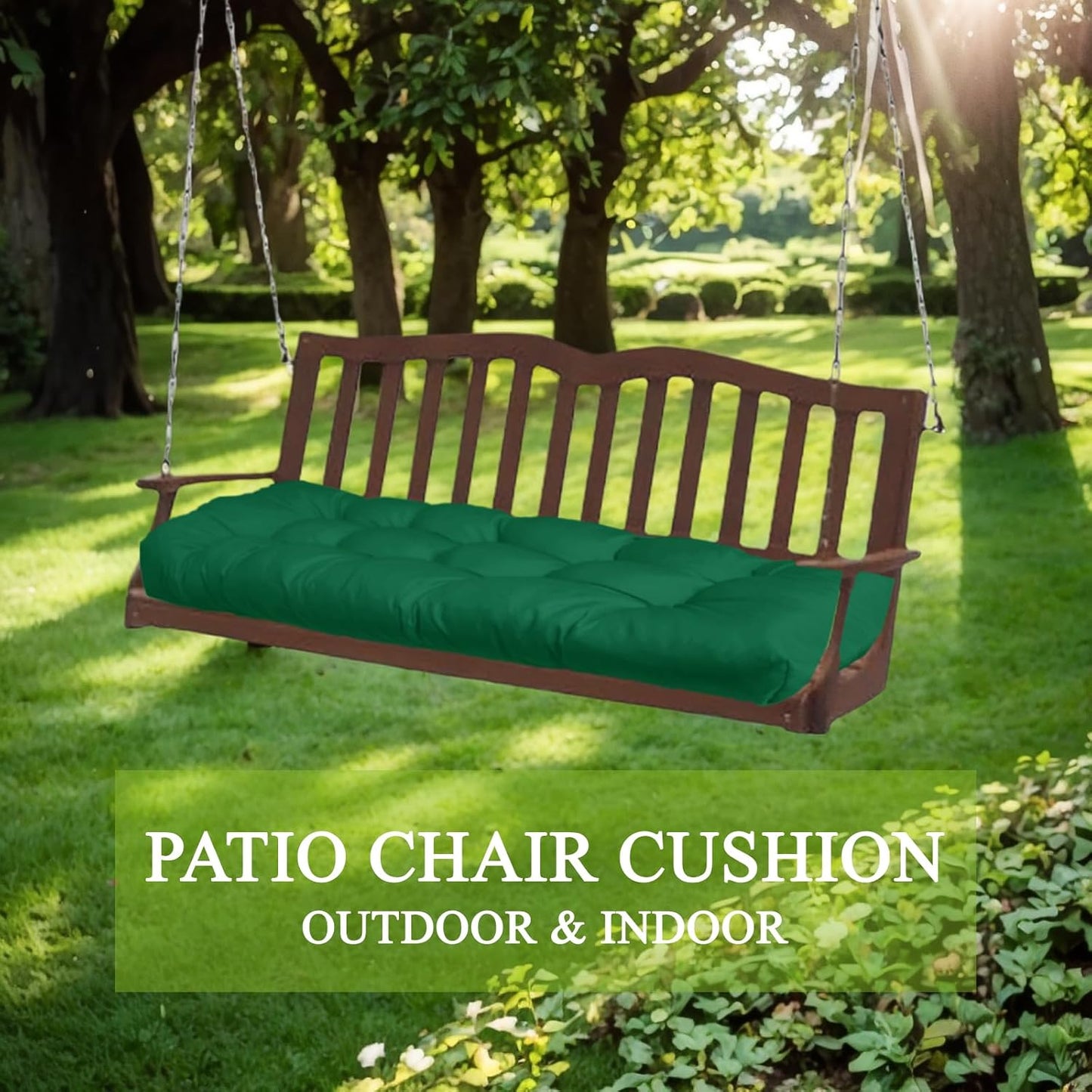 MTMR Outdoor Bench Cushion-44X19 Water-Repellent Tufted Porch Swing Cushions with High Elasticity PP Cotton and Ties Fade-Resistant Patio Outdoor Chair Cushion for Bench Furniture, Indoor Seat Cushion