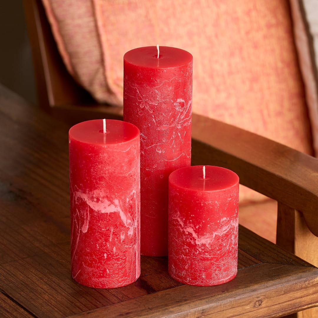 Simply Soson 3x6 inch Ivory Pillar Candles Set of 3, Rustic Texture, Unscented Ivory Candles, Dripless Candles, 3 inch Pillar Candles Ideal as Wedding, Parties, Spas, Dinner, Home Decoration, Church