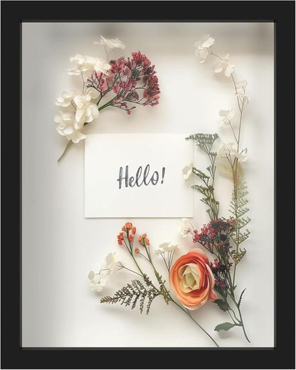 FrameWorks 11” x 14” Dark Oak Wooden Shadow Box Frame – Display Case with Soft Felt Back, Memory Box with Tempered Glass, Display Box with Elegant White Ball Push Pins, Wooden Flower Box