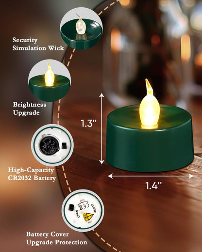 merrynights LED Candles, Tea Lights Candles Battery Operated Bulk, 50-Pack Long-Lasting 200 Hours Flameless Tealight Candles, Realistic Tea Lights for Christmas Halloween Wedding, 1.5'' D X 1.25'' H