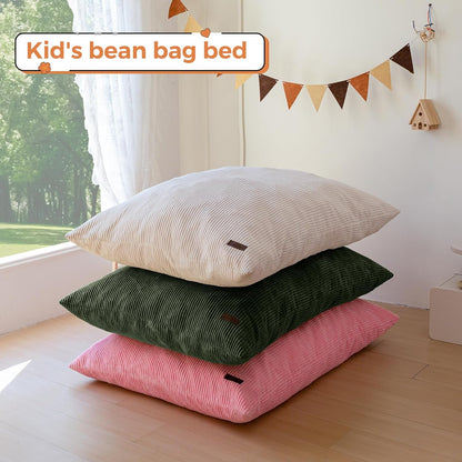 MAXYOYO 3 in 1 Kids Bean Bag Chair Couch, Convertible Chair Folds from Bean Bag to Lounger, Child Floor Sofa for Gaming, Reading, Floor Mattress with High-Density Foam Filling