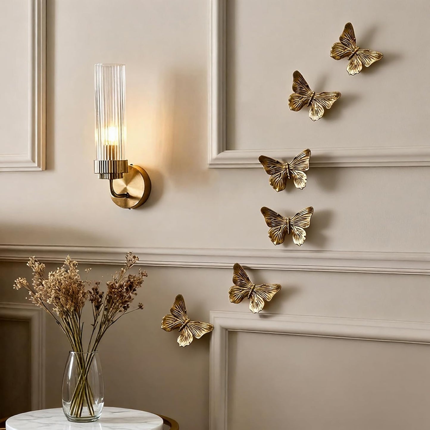 GUSFREUD 3D Butterfly Wall Decor Set – Resin Wall Decorations for Living Room, Bedroom, Garden, Yard, Outdoor and Gallery Walls - Antique Copper - Set of 3