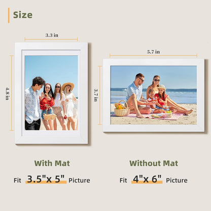 HappyHapi 4x6 Picture Frame Set of 5, Black Frames Display Photo 3.5x5 with Mat or 4x6 without, Gallery Wall Frame Set, Wall or Tabletop Display (Black)