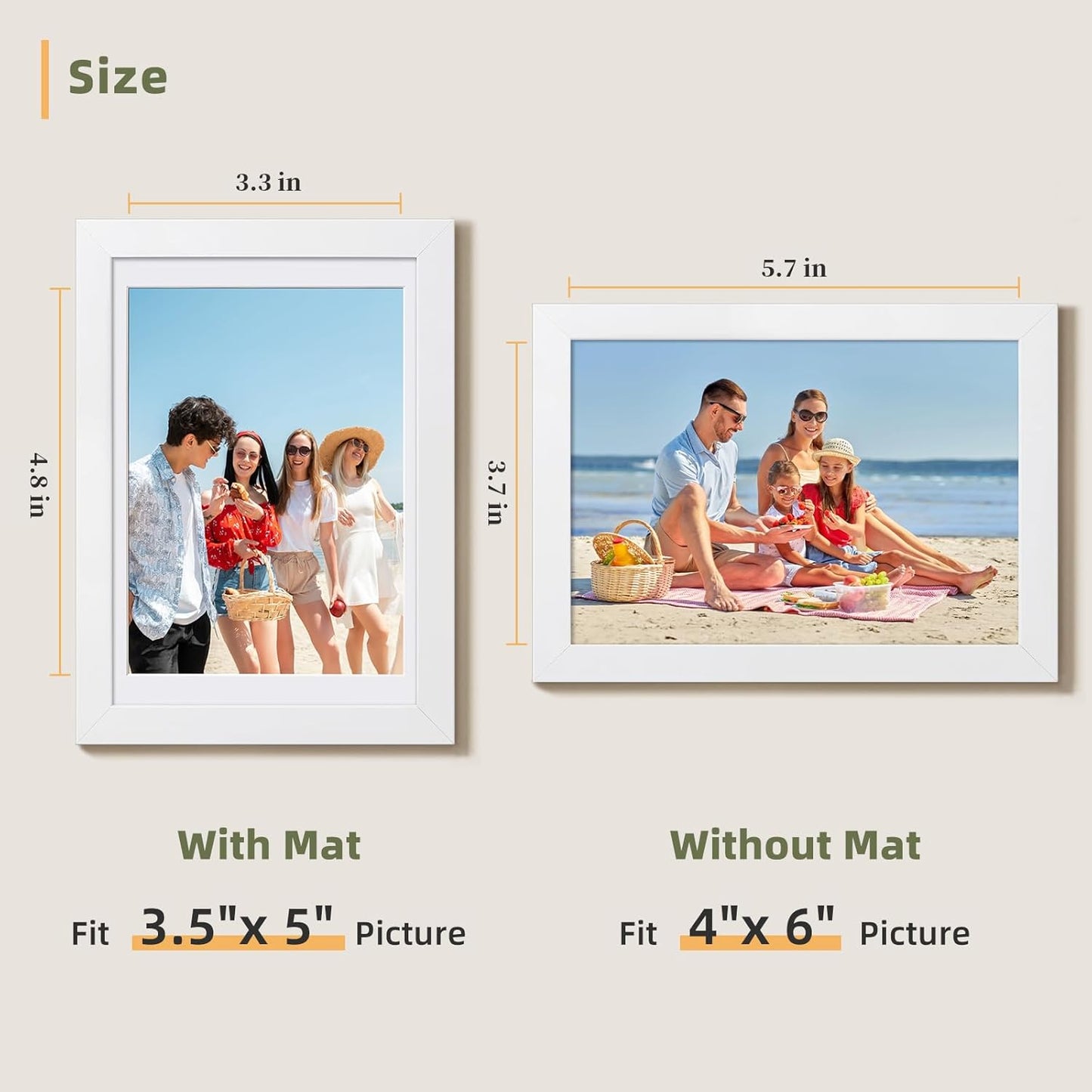 HappyHapi 4x6 Picture Frames Set of 10, Tabletop or Wall Display Pictures 3.5x5 with Mat or 4x6 Without, Multi Photo Frames Collage (Black)