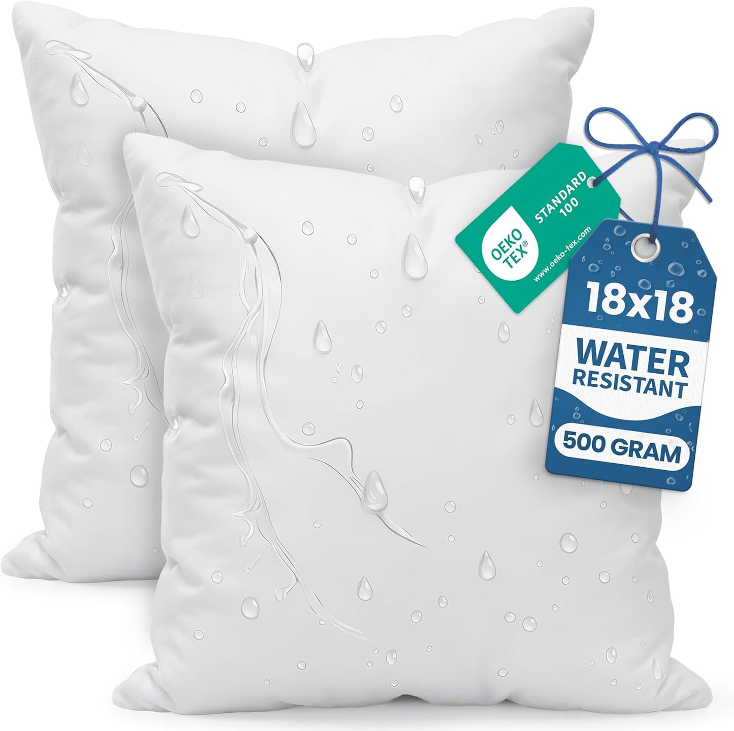 Utopia Bedding Outdoor Pillow Inserts 18 x 18 Inches (Pack of 4, White), Water Resistant Garden Throw Pillows for Patio and Porch Furniture