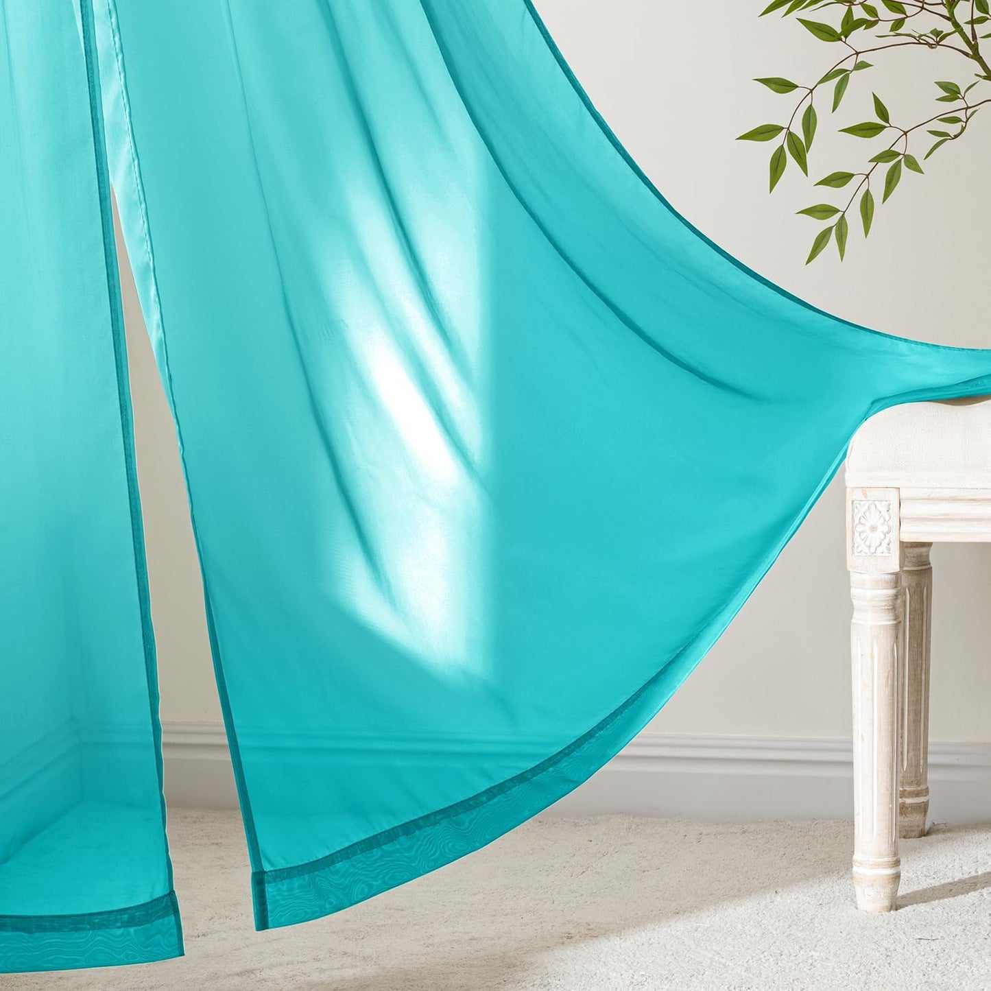 MIULEE White Sheer Curtains 84 Inches Long, 4 Panels Set, Light Filtering Rod Pocket Voile Drapes for Living Room and Bedroom, Airy Soft Fabric Window Treatments, 42 x 84 Inches