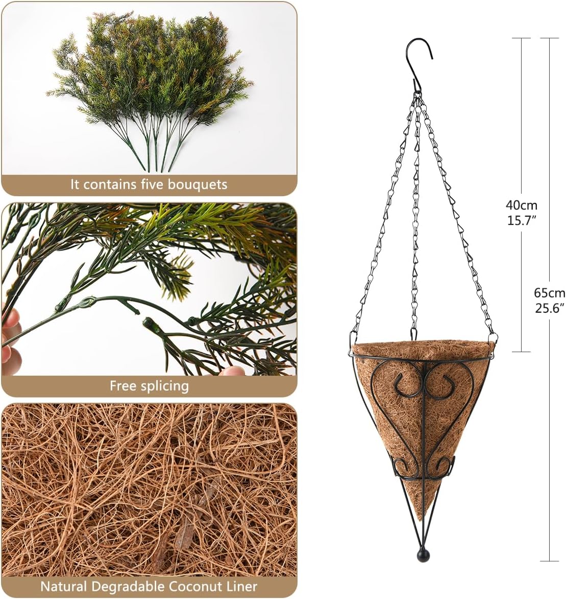 ZFProcess Artificial Faux Hanging Plants Basket for Spring Summer Outdoor Decoration, Fake Eucalyptus Plant UV Resistant Look Real for Outside Porch Home Patio Balcony Yard(Eucalyptus)