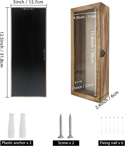 GraduationMall 13x16 Wood Shadow Box Frame Glass Door Display Case with Linen Back and 6 Stick Pins,1.5 inches Interior Depth,Ideal for Memorabilia Pictures Flowers Medals Tickets Rustic White