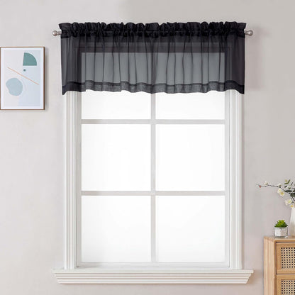 Chyhomenyc Sheer White Valances for Windows 2 Pack, Small Window Curtains for Living Room Bathroom Cafe Laundry Basement, Modern Top Dual Rod Pocket Voile Curtain, 42W x 14L inches, White - Colors B