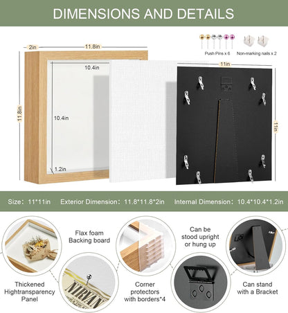 11x14 Shadow Box Display Case Picture Frame with Soft Linen Back, Large Deep Black Shadow Box 11x14 for Flowers Medal Display Case Jersey pet Graduation Memorabilia Baby Ltems Crafts Photos