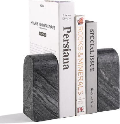 Koville African Natural Marble Bookends for Shelves, Non-Slip Book Ends, 13LBS Ultra Heavy Duty Marble Book Holder Organizer, Apartment Decor for Movies/CD/Video Games(Namib Fantasy)