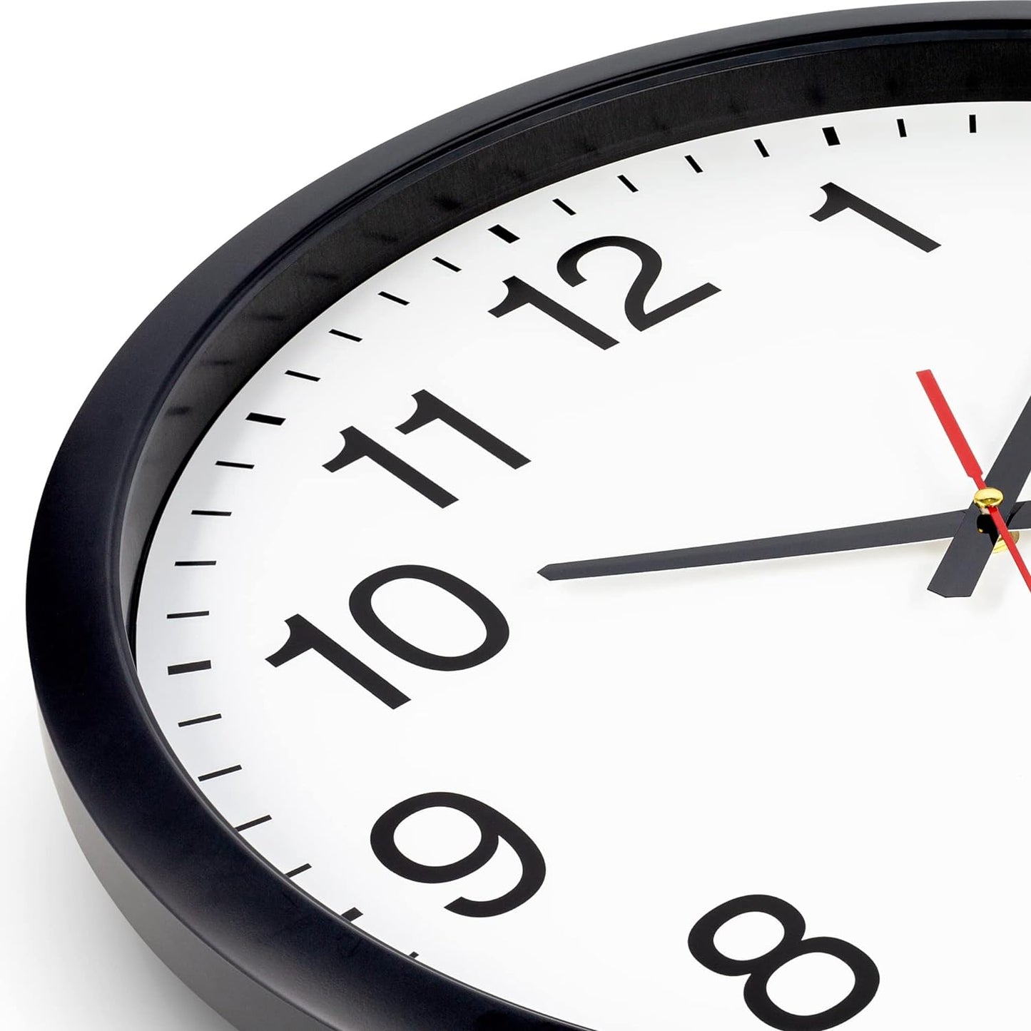 Bernhard Products Black Wall Clock Silent Non Ticking 10 Inch Quality Quartz Battery Operated Round Easy to Read Home/Office/Kitchen/Classroom/School Clock Sweep Movement