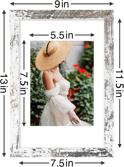 Vittanly 8x10 Picture Frames Set of 9, Shatter Resistant Plexiglass, Display 5x7 Pictures with Mat or 8x10 without Mat, Photo Frames for Wall or Tabletop, Engineered Wood, Black - Colors A