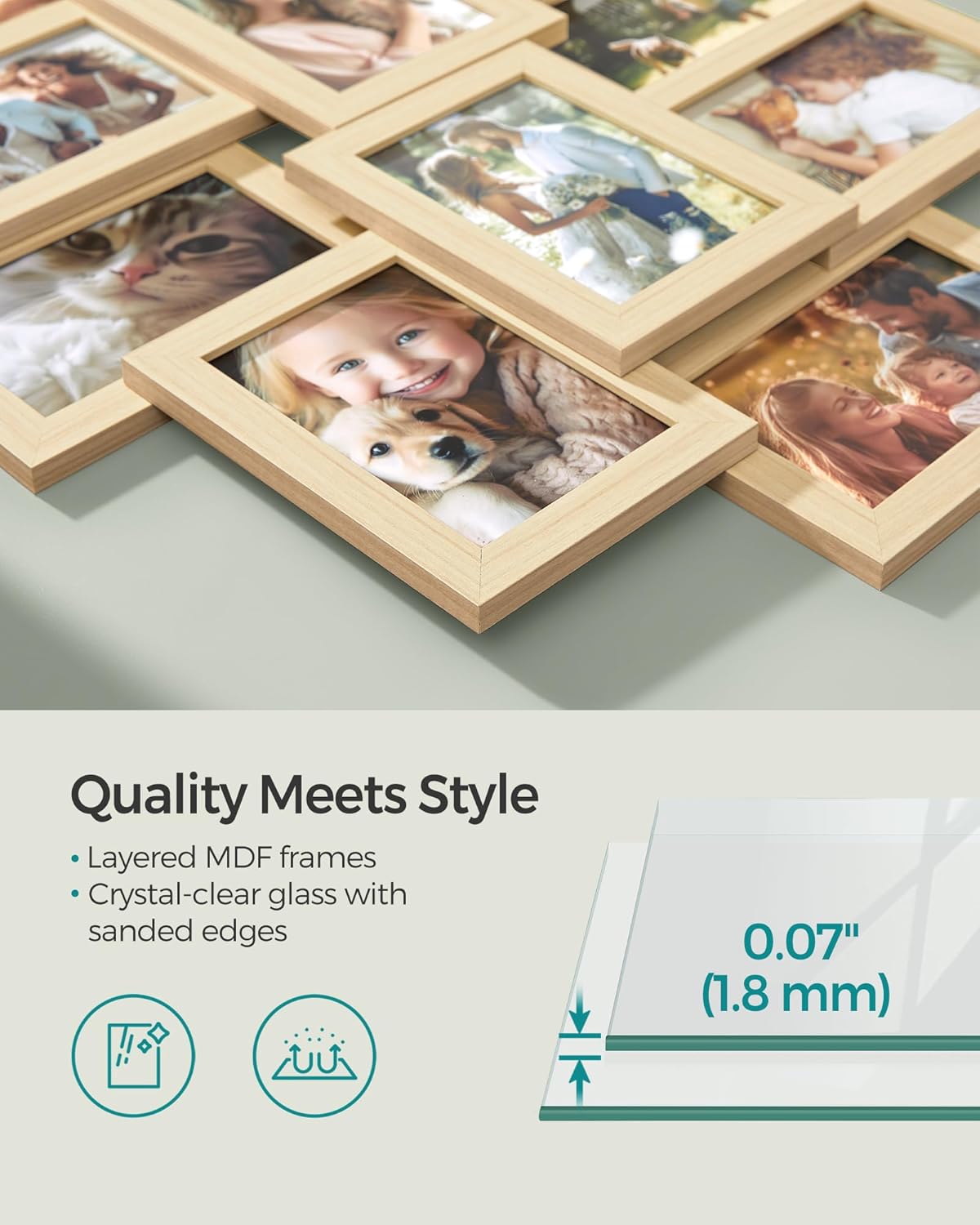 SONGMICS 4x6 Collage Picture Frames, 10-Pack Photo Collage Frame for Wall Decor, Glass Front, Assembly Required, Ink Black URPF20BK