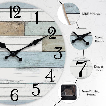 KECYET Wall Clock Battery Operated 8 Inch Silent Non Ticking Coastal Design Country Rustic Retro Decorative for Bathroom Kitchen Living Room Bedroom
