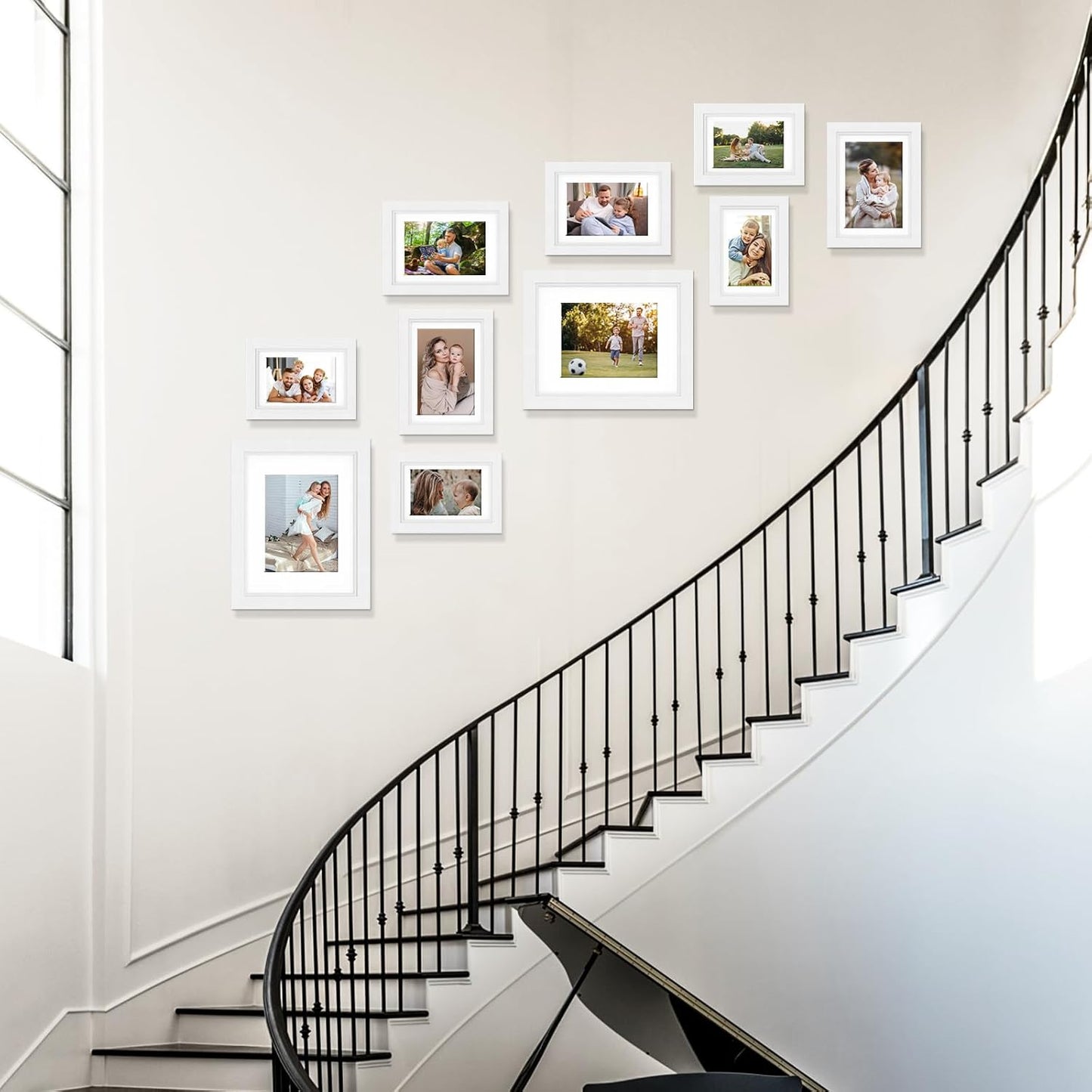 Povrgive Picture Frames, Made of Real Glass and Wooden Frame, Gallery Photo Frames Set of 10 for Collage Wall Decor, Multi Sizes Including 8x10, 5x7, 4x6 for Mounting or Tabletop Display, Wood