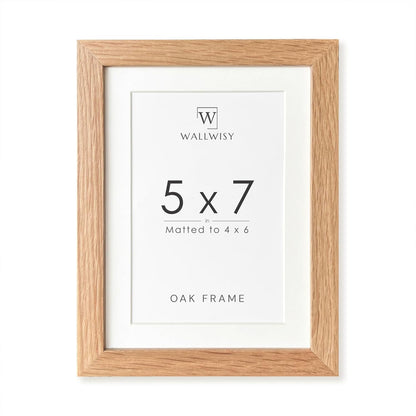 5x7 Picture Frame, Solid Oak Wood 5 x 7 Photo Frame with Mat to 4x6, 7x5 Picture Frames for Wall and Tabletop Display, (Walnut Set of 1)