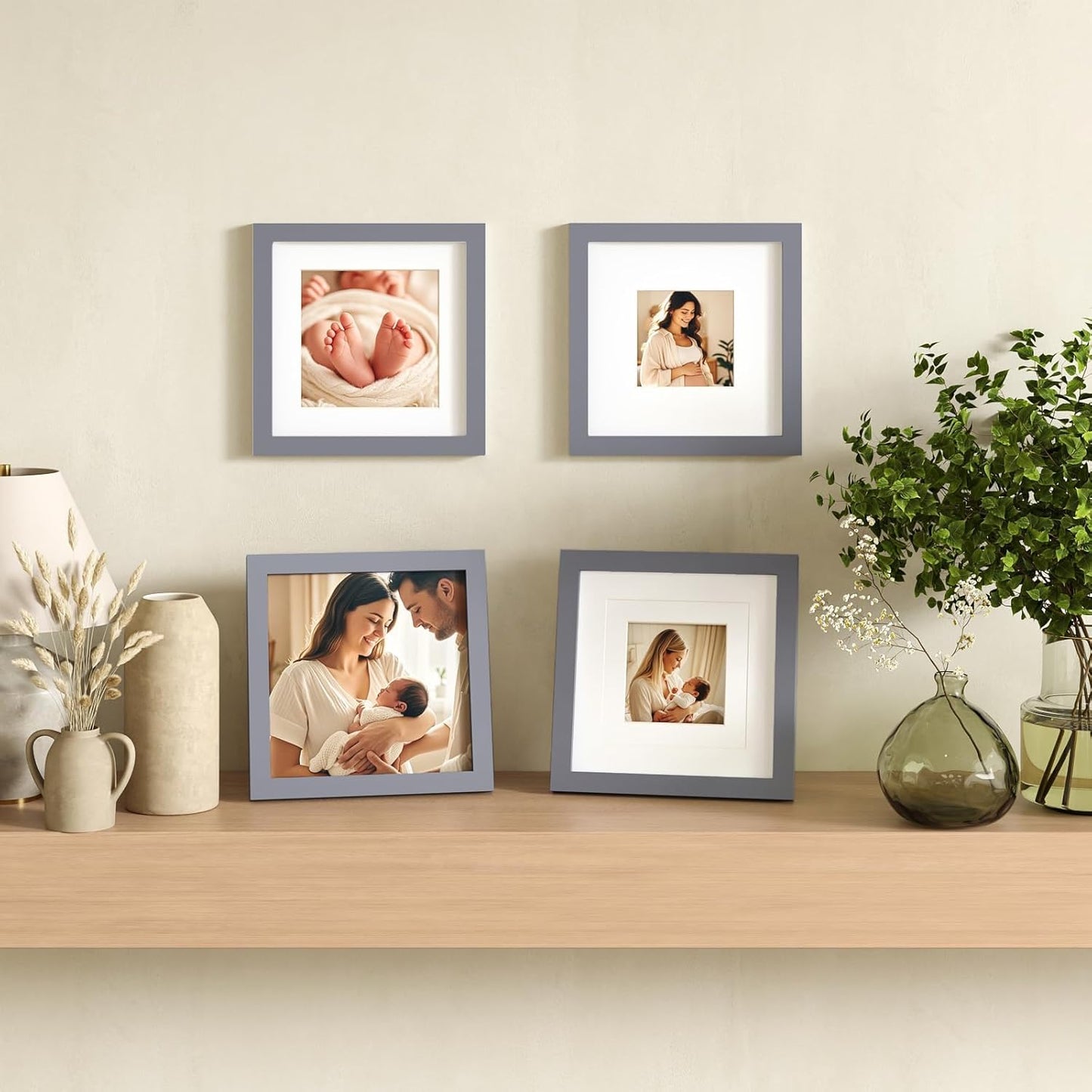 Egofine 12x16 Picture Frame Black, Covered by Plexiglass Made of Solid Wood, Display Pictures 9x12 and 11x14 with Mat or 12x16 Without Mat, for Wall Mounting Photo Frame - Colors B