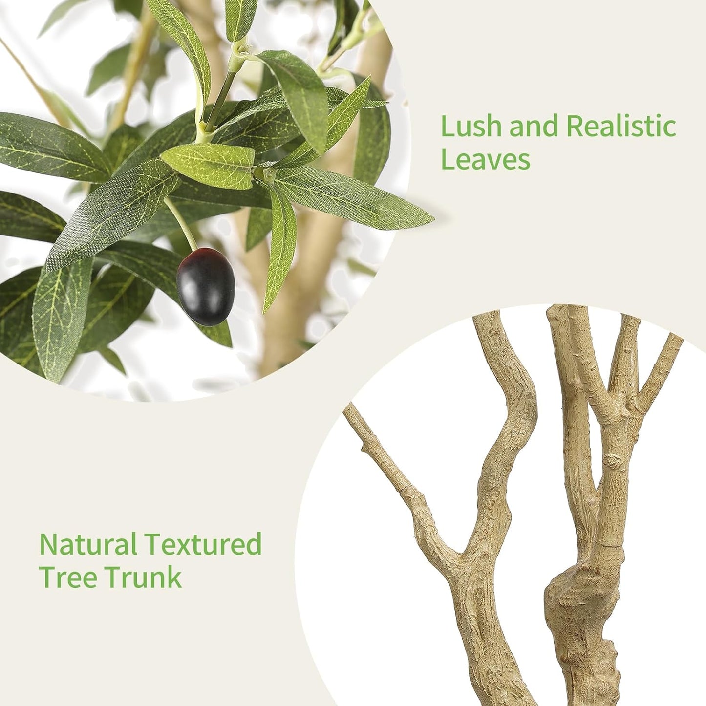 Realead Artificial Olive Tree 8ft - Large Faux Olive Tree with Realistic Leaves and Olives - Full and Grand Design Fake Olive Tree with Sturdy Base for Indoor Outdoor Office Decor