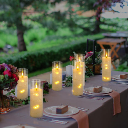 YOROXRG Set of 24 Waterproof Outdoor Flameless Candles, LED Candles with 4 Remote and Timer,(H 4" 5" 6" x D 2.2"),for Halloween Wedding Festiv