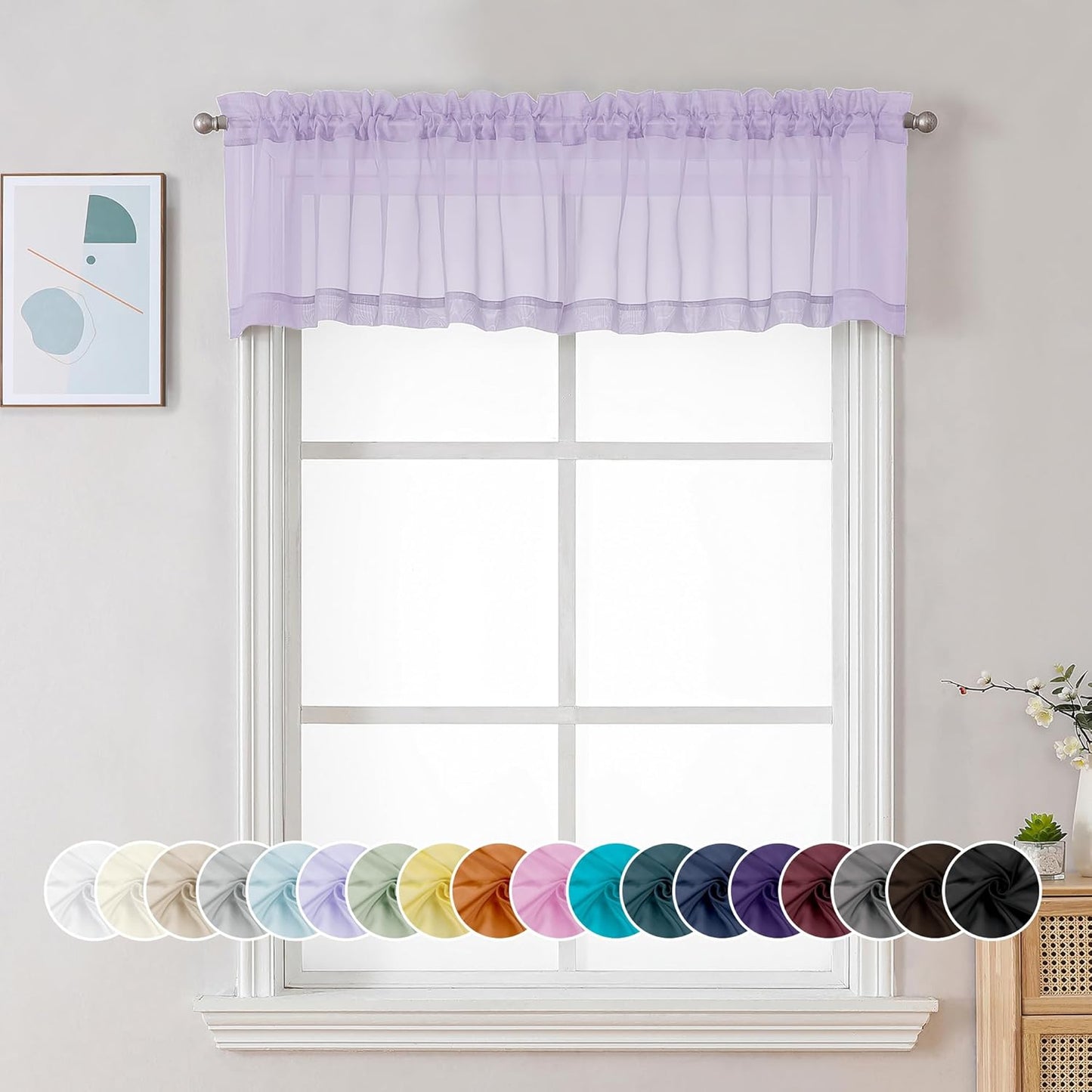 Chyhomenyc Sheer White Valances for Windows 2 Pack, Small Window Curtains for Living Room Bathroom Cafe Laundry Basement, Modern Top Dual Rod Pocket Voile Curtain, 42W x 14L inches, White - Colors C