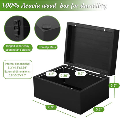 DRASTAR Wooden Keepsake Box, Large Acacia Storage Memory Box with a Hinged Lid for Crafts and Photo Storage