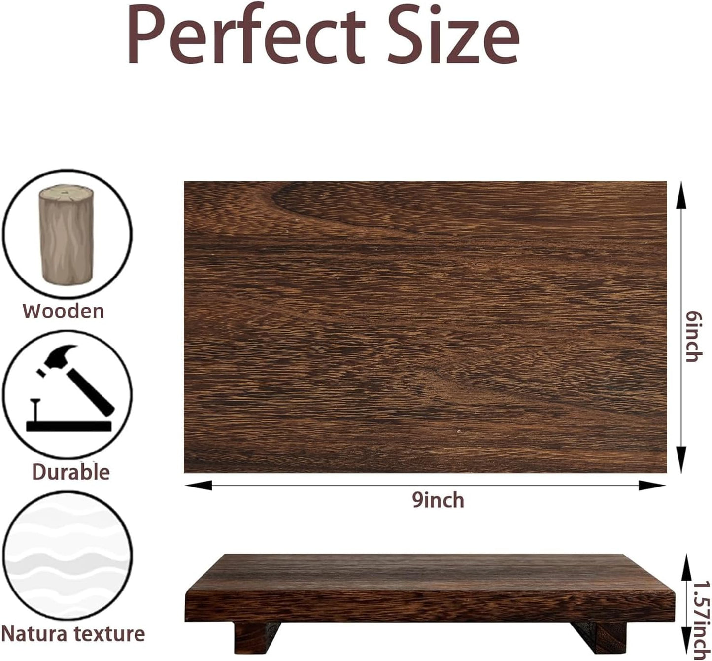(12 x 7 Inch) Wood Riser Soap Tray, Farmhouse Wood Pedestal Stand for Kitchen Counter Sink, Rustic Wooden Riser Decorative Bathroom Counter Dishes Plant Bottles Candles Display