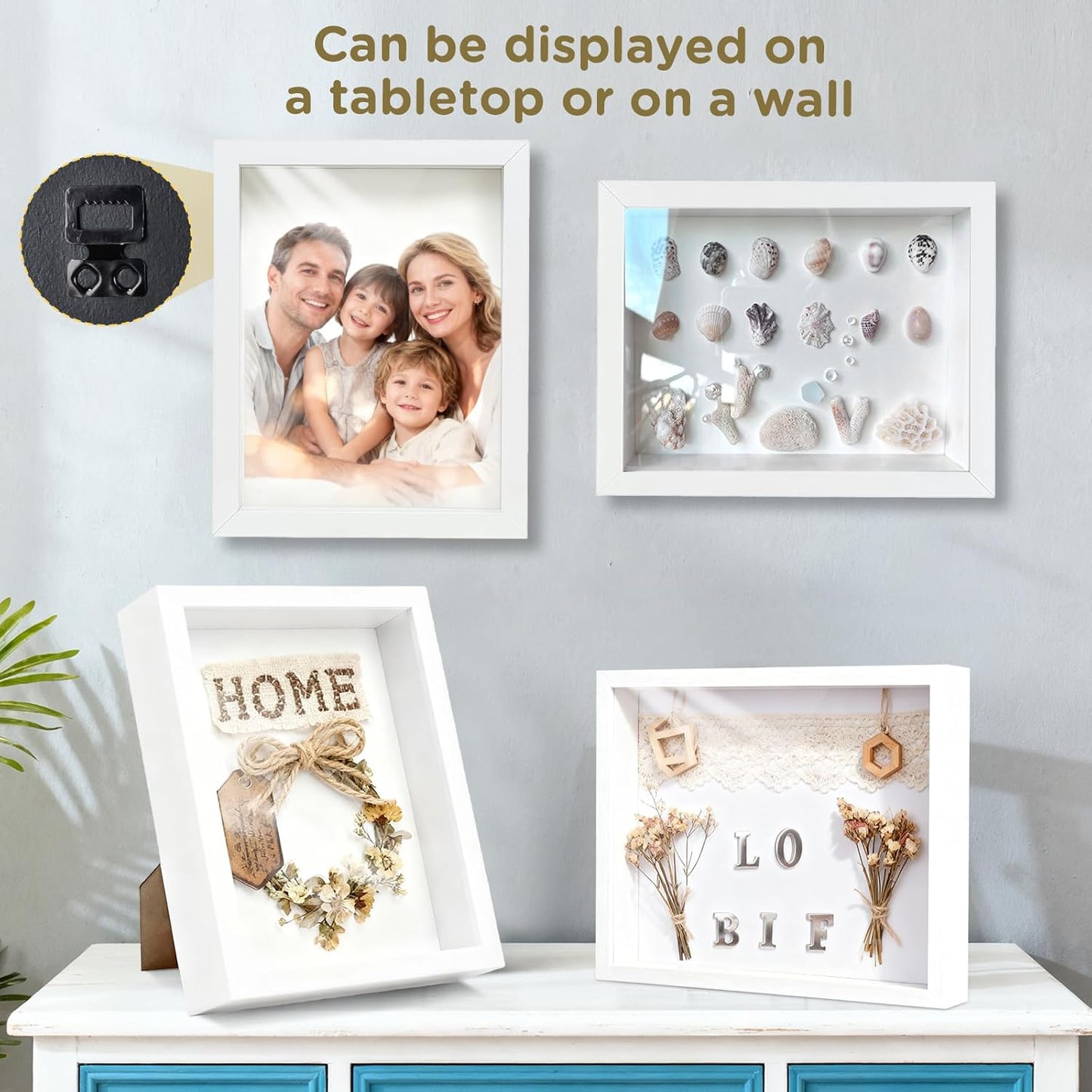 Shadow Box Frame 8x10 - 3 Pack Wood Deep Shadowbox with Glass Shadow Boxes Display Cases Suitable for Photos, Dried Flowers, Handicrafts Picture Frames for Wall (Black)