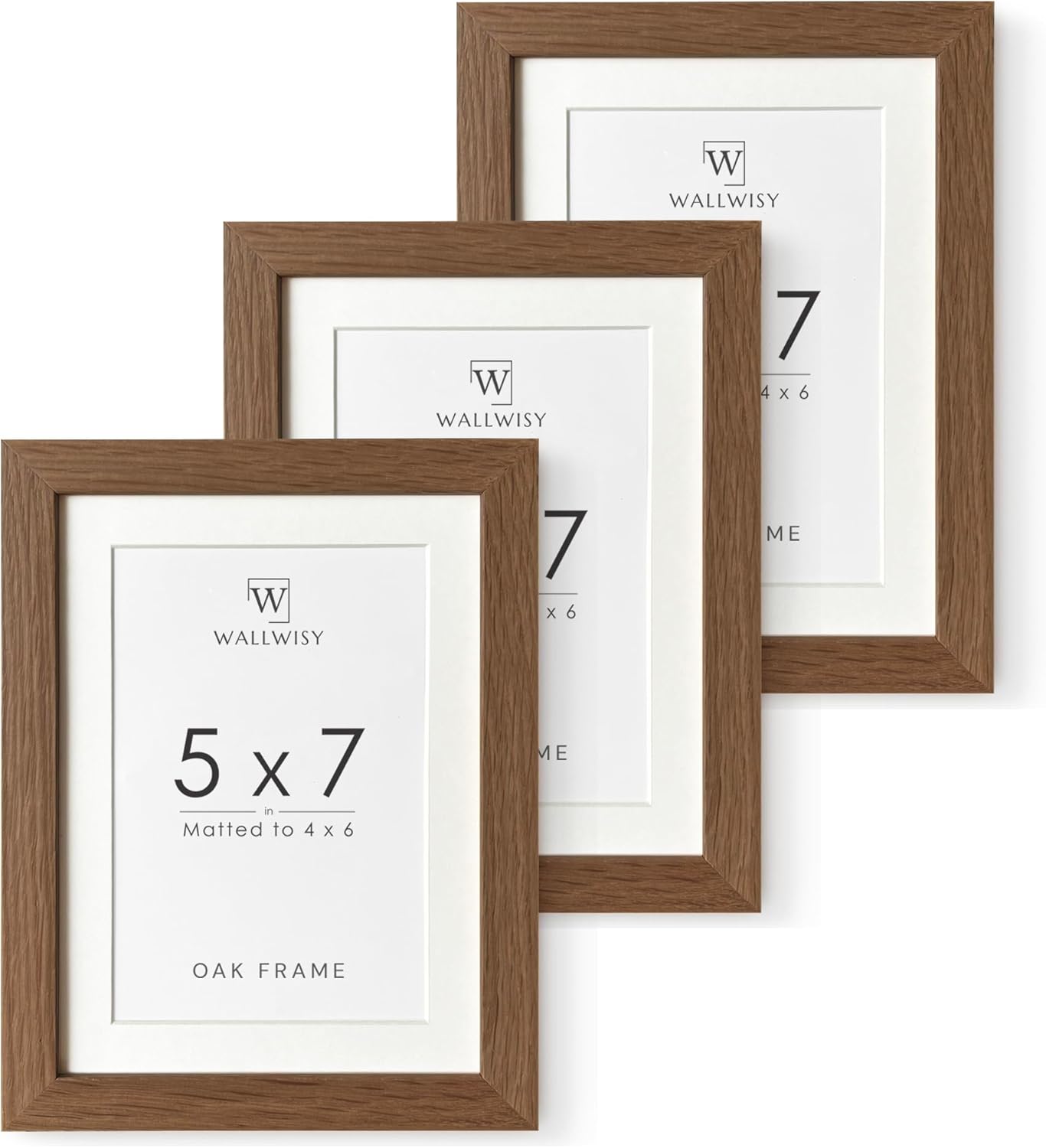 5x7 Picture Frame, Solid Oak Wood 5 x 7 Photo Frame with Mat to 4x6, 7x5 Picture Frames for Wall and Tabletop Display, (Walnut Set of 1)