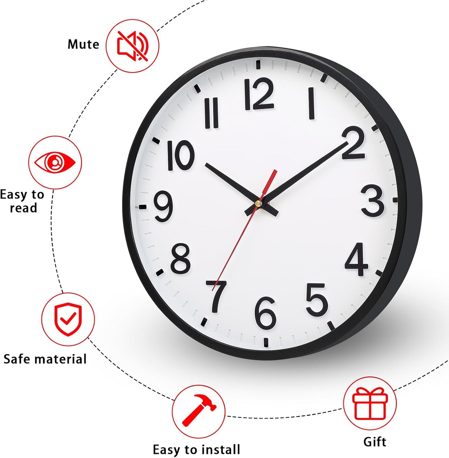 Wall Clocks Battery Operated 8 inch Modern Wall Clock,Silent Non Ticking Wall Clock for Living Room Bedroom Kitchen Office Classroom Decor (Green White)