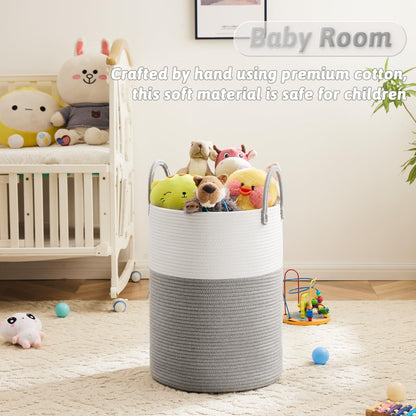 Artfeel Laundry Basket,Woven Cotton Rope Laundry Hamper,60L for Decor Storage of Dirty Clothes,Toys and Blankets in Bathroom,Baby Room and Living Room