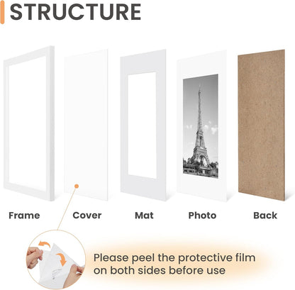 upsimples 11x14 Picture Frame Set of 5, Display Pictures 8x10 with Mat or 11x14 Without Mat, Wall Gallery Photo Frames, Black