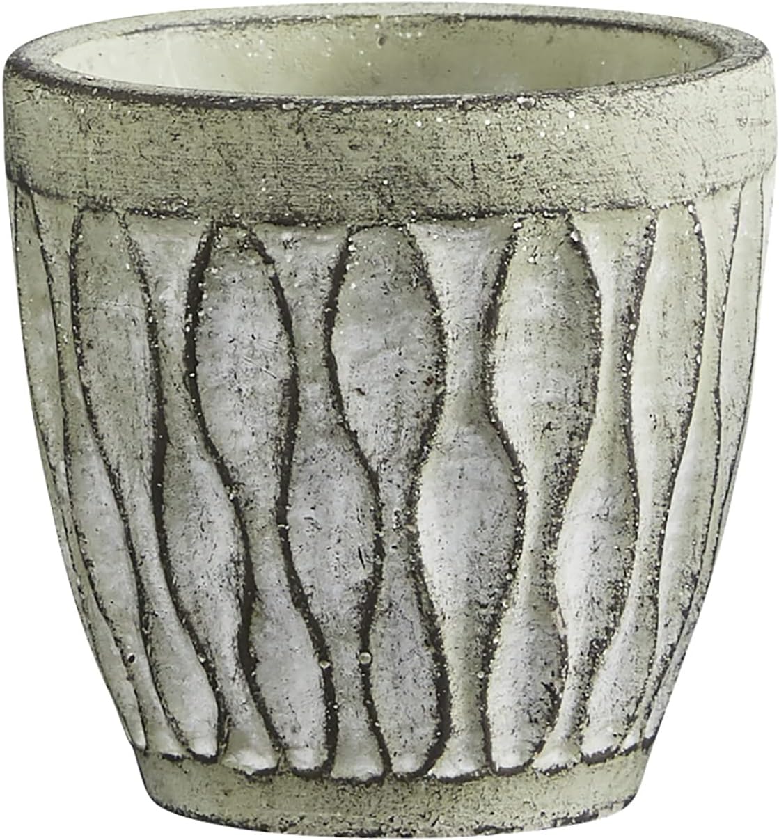 47th & Main Textured Round Cement Planter for Indoor or Outdoor Flowers Plants and More, Small, Leaf-Print