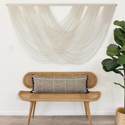Flber Macrame Wall Hanging Boho Wall Decor Tapestry Dip Dyed Ombre Moss Green Handmade Wall Art Woven Cotton Rope Backdrop with for Bedroom Living Room, 57" W x 39" L