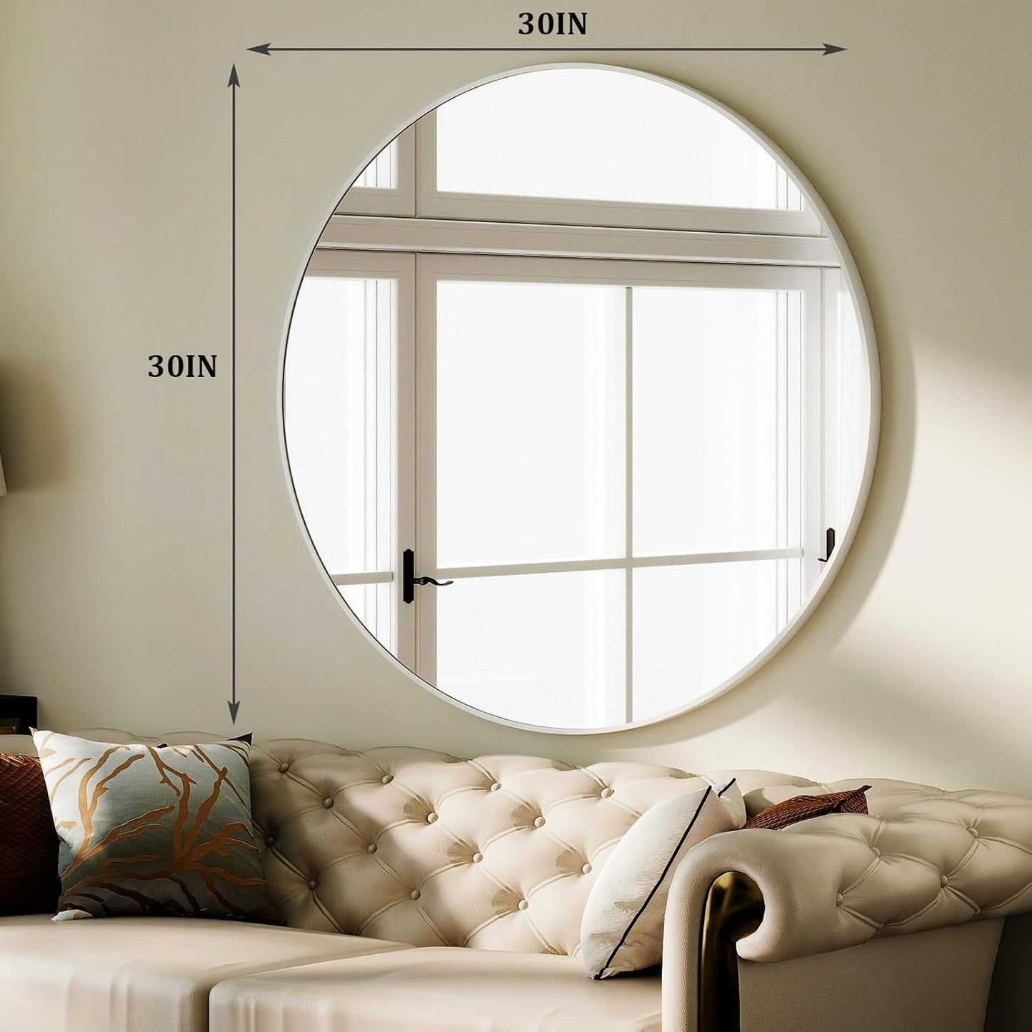 HARRITPURE Round Mirror 30 Black Wall Mounted Circle Mirrors Vanity Mirror with Brushed Aluminum Alloy Frame Modern Decoration for Bathroom, Living Room, Vanity, Bedroom, Entryway
