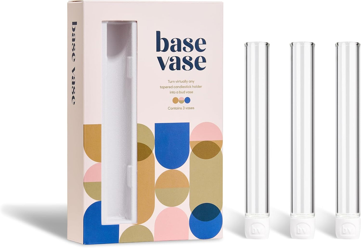 Base Vase (3-Pack) - The Bud Vase that Fits in Taper Candle Holders | Create Floral Arrangements for Tablescapes, Centerpieces, Weddings and Home Decor