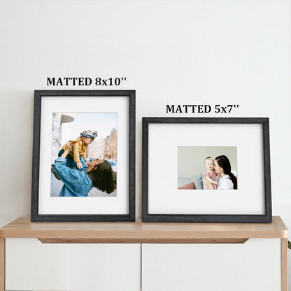 Egofine 12x16 Picture Frame Black, Covered by Plexiglass Made of Solid Wood, Display Pictures 9x12 and 11x14 with Mat or 12x16 Without Mat, for Wall Mounting Photo Frame - Colors A