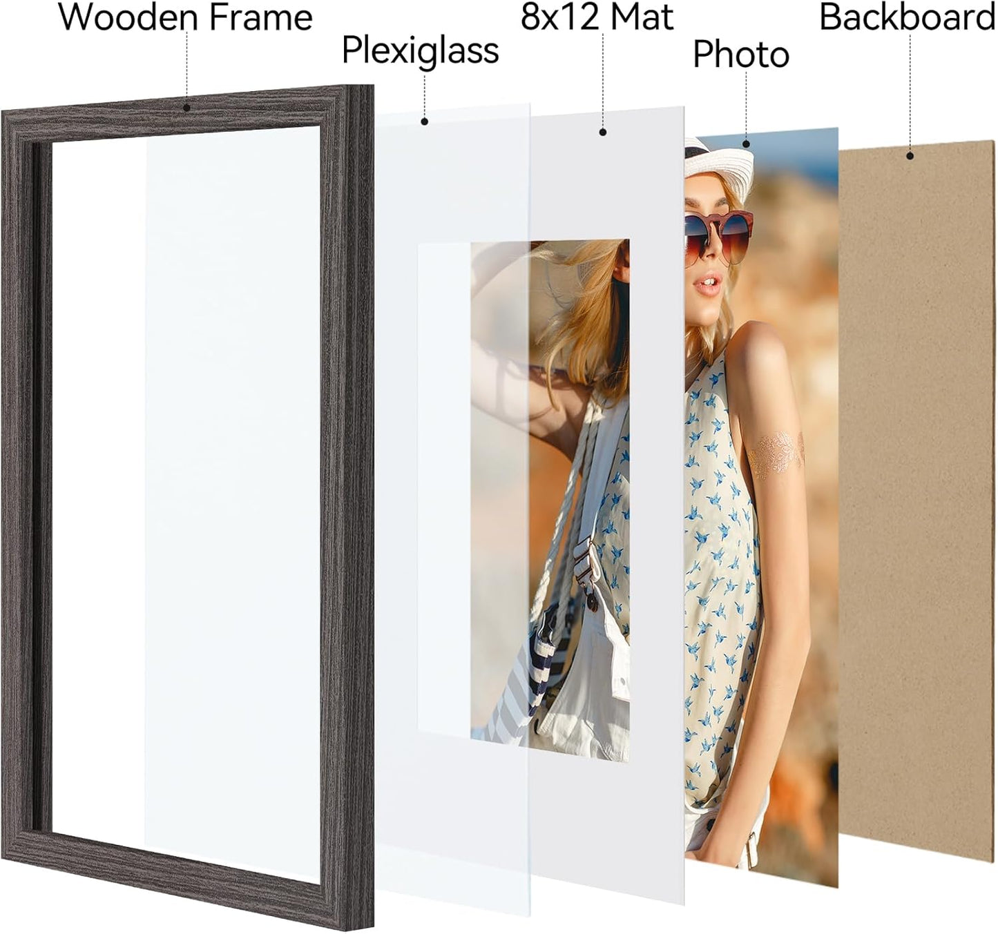 Vittanly 11x14 Picture Frame, Display Pictures 8x10 with Mat or 11x14 without Mat, Photo Frame for Wall Mounting, Black, 1 Pack - Colors B