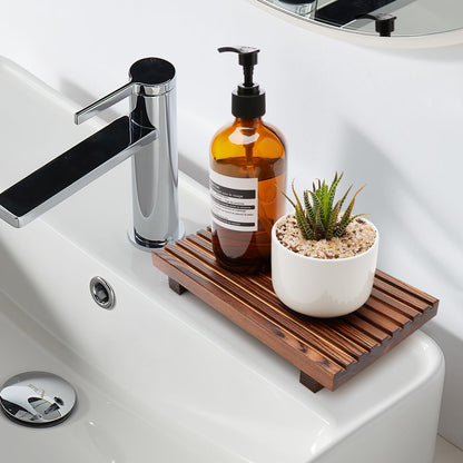 Renawe Farmhouse Bathroom Counter Tray Wood Display Pedesta Stand Kitchen Countertop Trays Decorative Wooden Riser Dish Soap Dispenser Holder for Bathroom Sink Accessories Kitchen Decor Vanity Tray