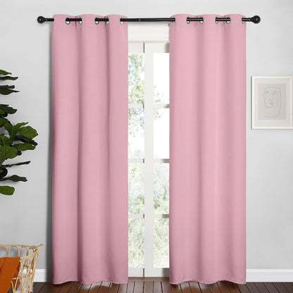 NICETOWN Halloween Pitch Black Solid Thermal Insulated Grommet Blackout Curtains/Drapes for Bedroom Window (2 Panels, 42 inches Wide by 63 inches Long, Black) - Colors A